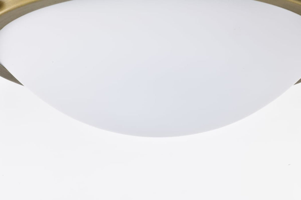 Flush Mount Nuvo 60-7905 Lafayette 1 Light Flush Mount Fixture - 14 Inches - Matte Black Finish with Natural Brass Accents and White Opal Glass Nuvo