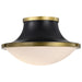 Flush Mount Nuvo 60-7906 Lafayette 3 Light Flush Mount Fixture - 18 Inches - Matte Black Finish with Natural Brass Accents and White Opal Glass Nuvo