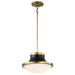 Pendant Nuvo 60-7907 Lafayette 1 Light Pendant - 14 Inches - Matte Black Finish with Natural Brass Accents and White Opal Glass Nuvo