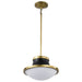 Pendant Nuvo 60-7907 Lafayette 1 Light Pendant - 14 Inches - Matte Black Finish with Natural Brass Accents and White Opal Glass Nuvo