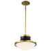 Pendant Nuvo 60-7907 Lafayette 1 Light Pendant - 14 Inches - Matte Black Finish with Natural Brass Accents and White Opal Glass Nuvo