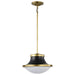 Pendant Nuvo 60-7907 Lafayette 1 Light Pendant - 14 Inches - Matte Black Finish with Natural Brass Accents and White Opal Glass Nuvo