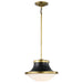Pendant Nuvo 60-7907 Lafayette 1 Light Pendant - 14 Inches - Matte Black Finish with Natural Brass Accents and White Opal Glass Nuvo
