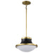 Pendant Nuvo 60-7907 Lafayette 1 Light Pendant - 14 Inches - Matte Black Finish with Natural Brass Accents and White Opal Glass Nuvo