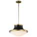 Pendant Nuvo 60-7908 Lafayette 3 Light Pendant - 18 Inches - Matte Black Finish with Natural Brass Accents and White Opal Glass Nuvo