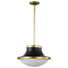 Pendant Nuvo 60-7908 Lafayette 3 Light Pendant - 18 Inches - Matte Black Finish with Natural Brass Accents and White Opal Glass Nuvo