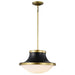 Pendant Nuvo 60-7908 Lafayette 3 Light Pendant - 18 Inches - Matte Black Finish with Natural Brass Accents and White Opal Glass Nuvo