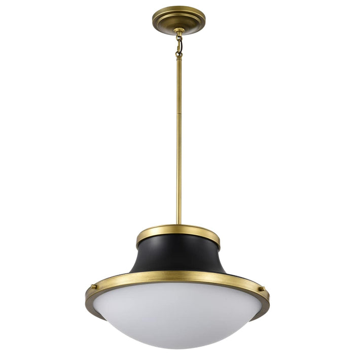 Pendant Nuvo 60-7908 Lafayette 3 Light Pendant - 18 Inches - Matte Black Finish with Natural Brass Accents and White Opal Glass Nuvo