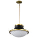 Pendant Nuvo 60-7908 Lafayette 3 Light Pendant - 18 Inches - Matte Black Finish with Natural Brass Accents and White Opal Glass Nuvo