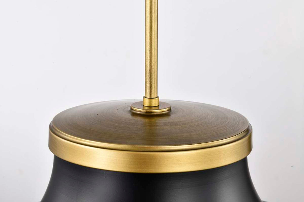 Pendant Nuvo 60-7908 Lafayette 3 Light Pendant - 18 Inches - Matte Black Finish with Natural Brass Accents and White Opal Glass Nuvo