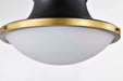 Pendant Nuvo 60-7908 Lafayette 3 Light Pendant - 18 Inches - Matte Black Finish with Natural Brass Accents and White Opal Glass Nuvo