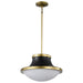 Pendant Nuvo 60-7908 Lafayette 3 Light Pendant - 18 Inches - Matte Black Finish with Natural Brass Accents and White Opal Glass Nuvo