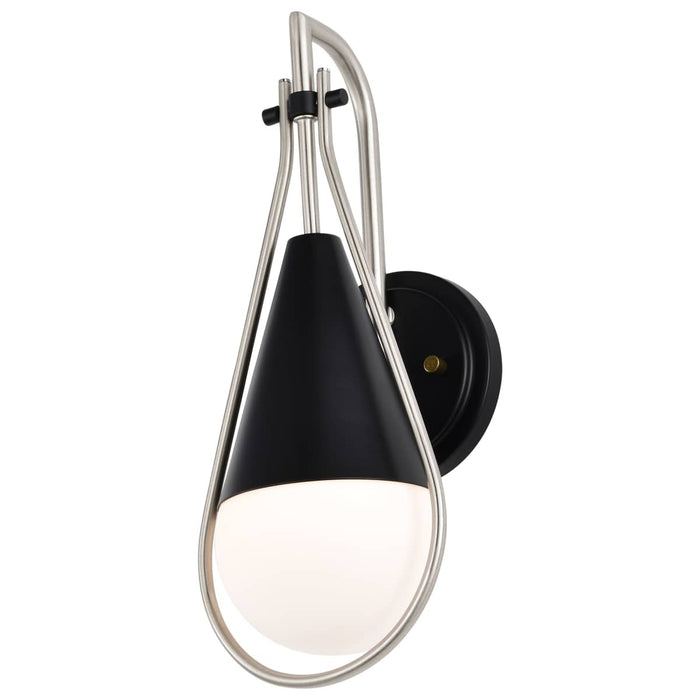Wall Sconce Nuvo 60-7911 Admiral 1 Light Wall Sconce - Matte Black and Brushed Nickel Finish - White Opal Glass Nuvo