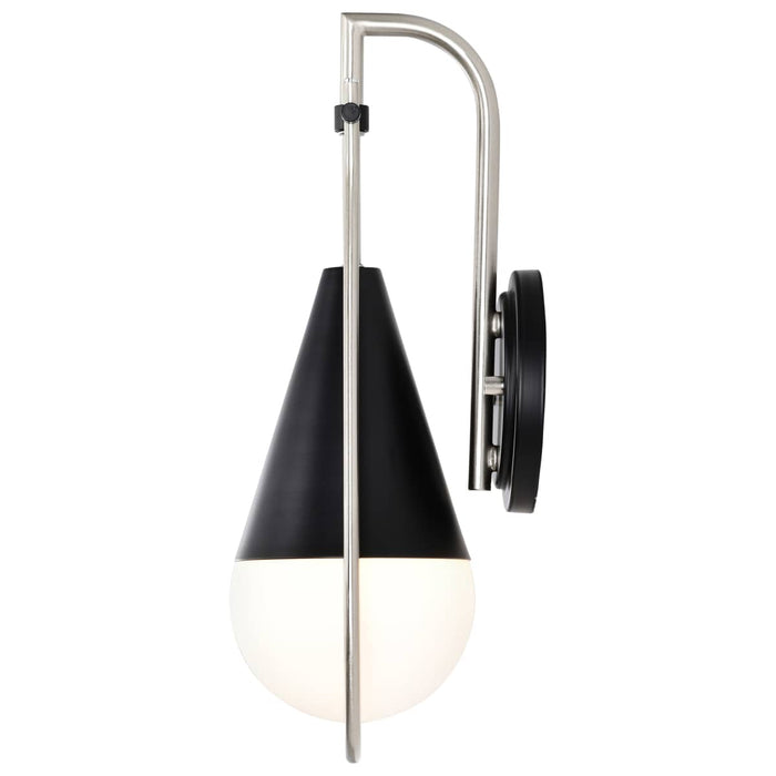 Wall Sconce Nuvo 60-7911 Admiral 1 Light Wall Sconce - Matte Black and Brushed Nickel Finish - White Opal Glass Nuvo