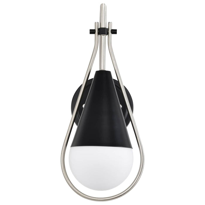 Wall Sconce Nuvo 60-7911 Admiral 1 Light Wall Sconce - Matte Black and Brushed Nickel Finish - White Opal Glass Nuvo