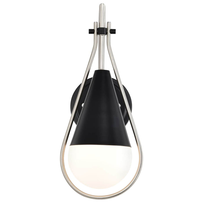 Wall Sconce Nuvo 60-7911 Admiral 1 Light Wall Sconce - Matte Black and Brushed Nickel Finish - White Opal Glass Nuvo