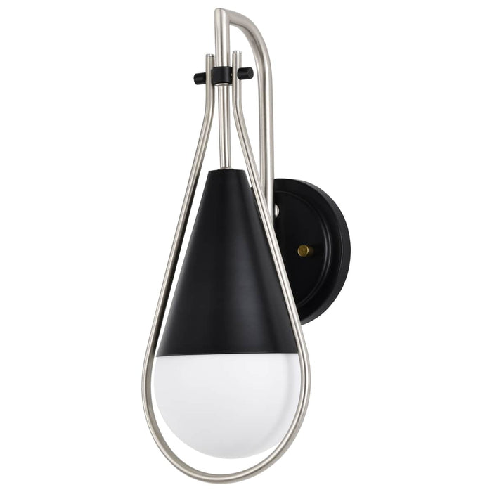 Wall Sconce Nuvo 60-7911 Admiral 1 Light Wall Sconce - Matte Black and Brushed Nickel Finish - White Opal Glass Nuvo