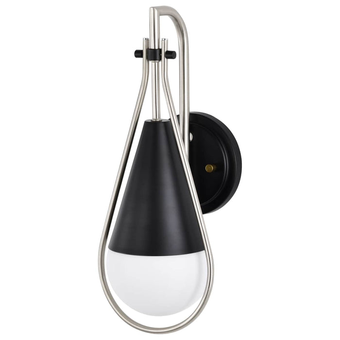 Wall Sconce Nuvo 60-7911 Admiral 1 Light Wall Sconce - Matte Black and Brushed Nickel Finish - White Opal Glass Nuvo