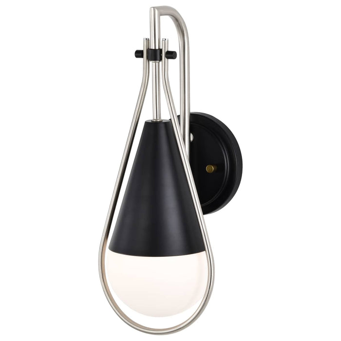 Wall Sconce Nuvo 60-7911 Admiral 1 Light Wall Sconce - Matte Black and Brushed Nickel Finish - White Opal Glass Nuvo