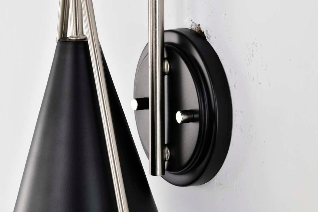 Wall Sconce Nuvo 60-7911 Admiral 1 Light Wall Sconce - Matte Black and Brushed Nickel Finish - White Opal Glass Nuvo