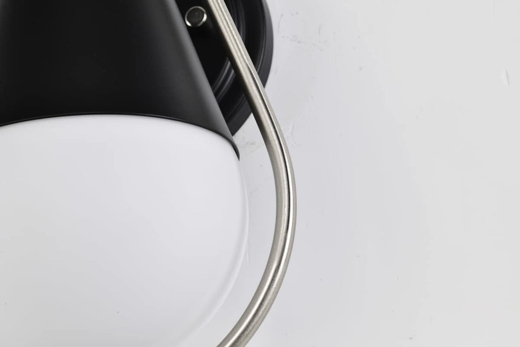Wall Sconce Nuvo 60-7911 Admiral 1 Light Wall Sconce - Matte Black and Brushed Nickel Finish - White Opal Glass Nuvo