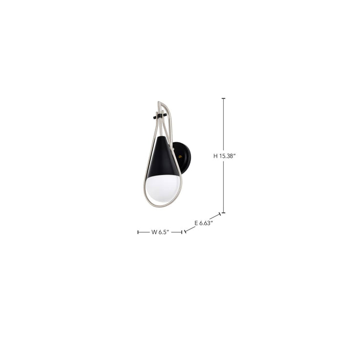 Wall Sconce Nuvo 60-7911 Admiral 1 Light Wall Sconce - Matte Black and Brushed Nickel Finish - White Opal Glass Nuvo