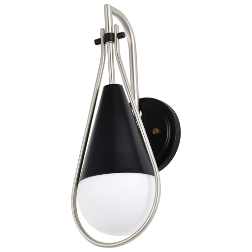 Wall Sconce Nuvo 60-7911 Admiral 1 Light Wall Sconce - Matte Black and Brushed Nickel Finish - White Opal Glass Nuvo