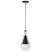 Pendant Nuvo 60-7912 Admiral 1 Light Pendant - 6 Inches - Matte Black and Brushed Nickel Finish - White Opal Glass Nuvo