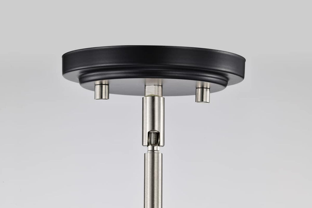 Pendant Nuvo 60-7912 Admiral 1 Light Pendant - 6 Inches - Matte Black and Brushed Nickel Finish - White Opal Glass Nuvo