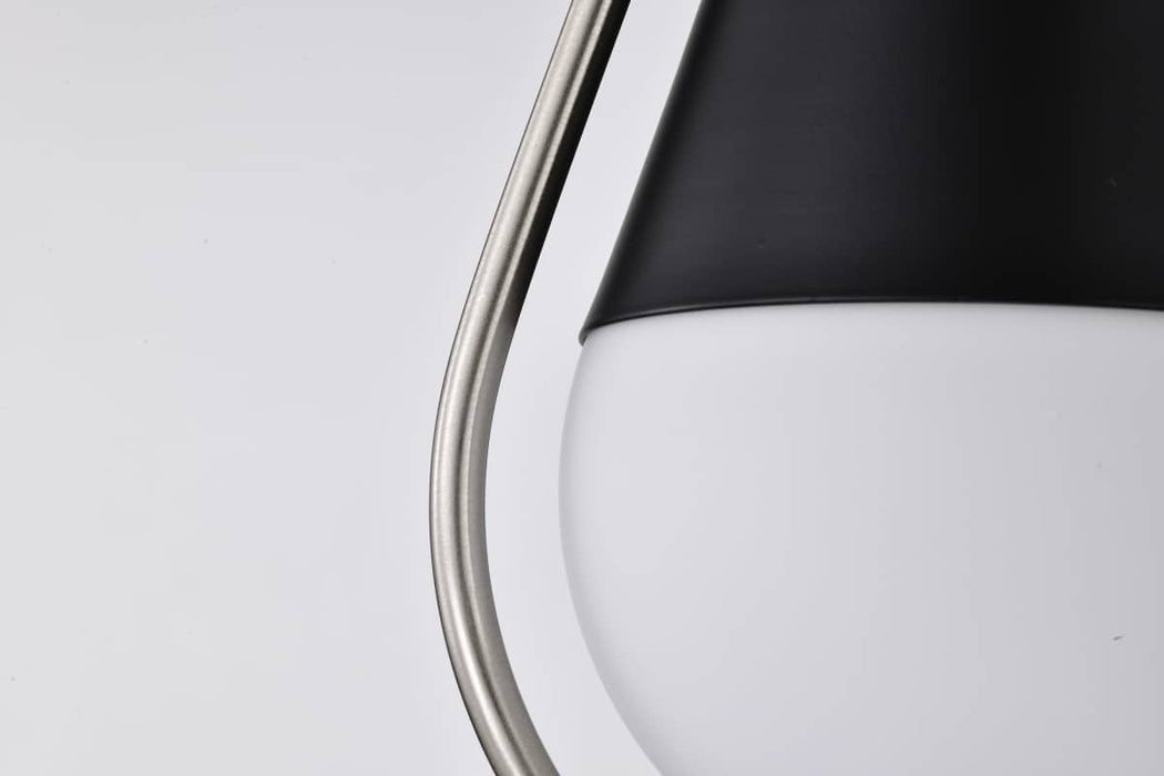 Pendant Nuvo 60-7912 Admiral 1 Light Pendant - 6 Inches - Matte Black and Brushed Nickel Finish - White Opal Glass Nuvo
