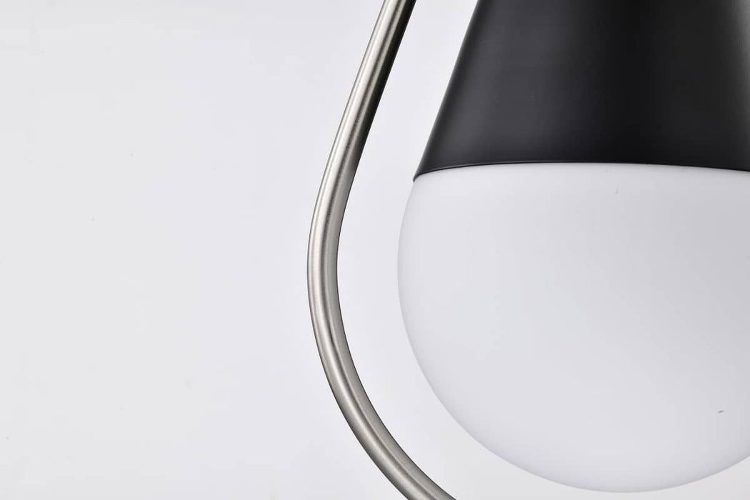 Pendant Nuvo 60-7913 Admiral 1 Light Pendant - 10 Inches - Matte Black and Brushed Nickel Finish - White Opal Glass Nuvo