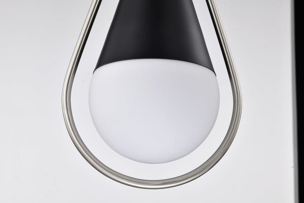 Pendant Nuvo 60-7913 Admiral 1 Light Pendant - 10 Inches - Matte Black and Brushed Nickel Finish - White Opal Glass Nuvo