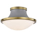 Flush Mount Nuvo 60-7915 Lafayette 1 Light Flush Mount Fixture - 14 Inches - Gray Finish with Natural Brass Accents and White Opal Glass Nuvo