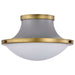 Flush Mount Nuvo 60-7915 Lafayette 1 Light Flush Mount Fixture - 14 Inches - Gray Finish with Natural Brass Accents and White Opal Glass Nuvo