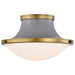 Flush Mount Nuvo 60-7915 Lafayette 1 Light Flush Mount Fixture - 14 Inches - Gray Finish with Natural Brass Accents and White Opal Glass Nuvo