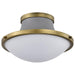 Flush Mount Nuvo 60-7915 Lafayette 1 Light Flush Mount Fixture - 14 Inches - Gray Finish with Natural Brass Accents and White Opal Glass Nuvo