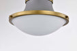Flush Mount Nuvo 60-7915 Lafayette 1 Light Flush Mount Fixture - 14 Inches - Gray Finish with Natural Brass Accents and White Opal Glass Nuvo