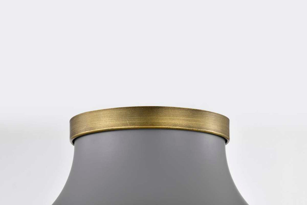Flush Mount Nuvo 60-7915 Lafayette 1 Light Flush Mount Fixture - 14 Inches - Gray Finish with Natural Brass Accents and White Opal Glass Nuvo