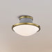 Flush Mount Nuvo 60-7915 Lafayette 1 Light Flush Mount Fixture - 14 Inches - Gray Finish with Natural Brass Accents and White Opal Glass Nuvo