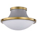 Flush Mount Nuvo 60-7915 Lafayette 1 Light Flush Mount Fixture - 14 Inches - Gray Finish with Natural Brass Accents and White Opal Glass Nuvo