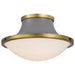Flush Mount Nuvo 60-7916 Lafayette 3 Light Flush Mount Fixture - 18 Inches - Gray Finish with Natural Brass Accents and White Opal Glass Nuvo