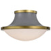 Flush Mount Nuvo 60-7916 Lafayette 3 Light Flush Mount Fixture - 18 Inches - Gray Finish with Natural Brass Accents and White Opal Glass Nuvo