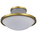 Flush Mount Nuvo 60-7916 Lafayette 3 Light Flush Mount Fixture - 18 Inches - Gray Finish with Natural Brass Accents and White Opal Glass Nuvo