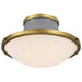 Flush Mount Nuvo 60-7916 Lafayette 3 Light Flush Mount Fixture - 18 Inches - Gray Finish with Natural Brass Accents and White Opal Glass Nuvo