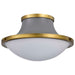 Flush Mount Nuvo 60-7916 Lafayette 3 Light Flush Mount Fixture - 18 Inches - Gray Finish with Natural Brass Accents and White Opal Glass Nuvo