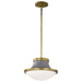 Pendant Nuvo 60-7917 Lafayette 1 Light Pendant - 14 Inches - Gray Finish with Natural Brass Accents and White Opal Glass Nuvo