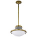 Pendant Nuvo 60-7917 Lafayette 1 Light Pendant - 14 Inches - Gray Finish with Natural Brass Accents and White Opal Glass Nuvo