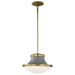 Pendant Nuvo 60-7917 Lafayette 1 Light Pendant - 14 Inches - Gray Finish with Natural Brass Accents and White Opal Glass Nuvo