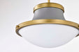 Pendant Nuvo 60-7917 Lafayette 1 Light Pendant - 14 Inches - Gray Finish with Natural Brass Accents and White Opal Glass Nuvo