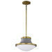 Pendant Nuvo 60-7917 Lafayette 1 Light Pendant - 14 Inches - Gray Finish with Natural Brass Accents and White Opal Glass Nuvo